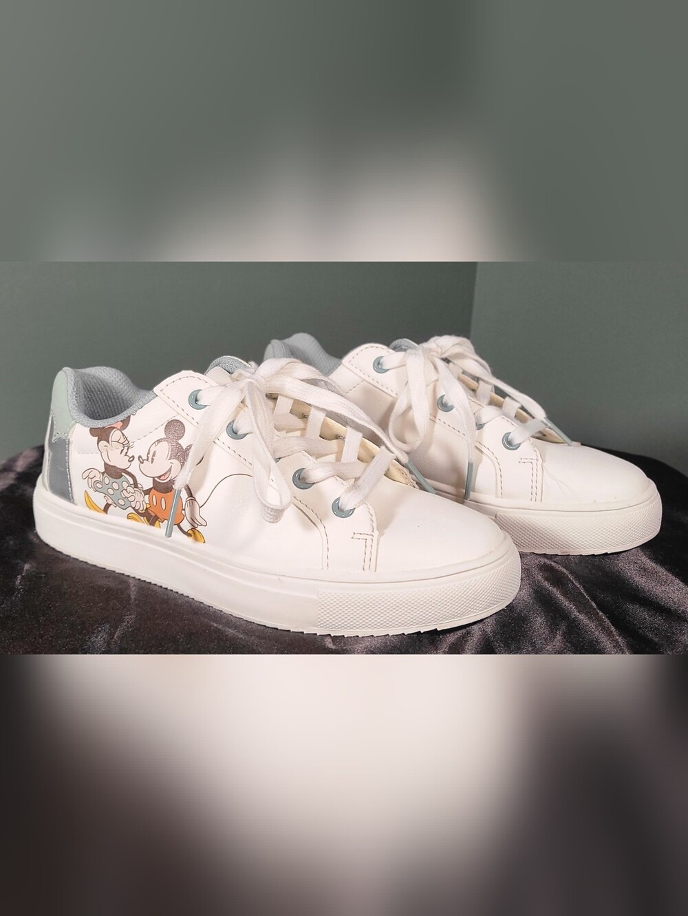 Disney Mickey Mouse White Sneakers with Mint Accents